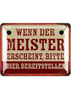 LANOLU retro Blechschild Werkstatt Bier Deko, lustiges Sprüche Schild, Geschenk für Männer, geprägtes Metallschild, 15x20 cm