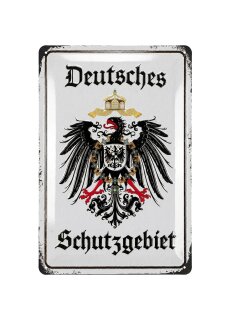 Retro Blechschild Deutsches Schutzgebiet, geprägtes Metallschild als Deutschland Deko und Geschenk für Männer 20x30 cm