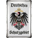 Retro Blechschild Deutsches Schutzgebiet, geprägtes Metallschild als Deutschland Deko und Geschenk für Männer 20x30 cm