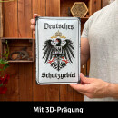 Retro Blechschild Deutsches Schutzgebiet, geprägtes Metallschild als Deutschland Deko und Geschenk für Männer 20x30 cm