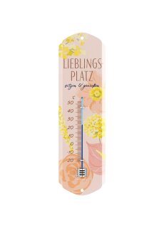 LANOLU Thermometer Lieblingsplatz rosa 8x28cm