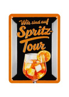 LANOLU retro Blechschild Spritz Tour, Cocktail Schild für Bar Deko und Deko Partyraum, geprägtes Metallschild als Geschenk, 15x20 cm