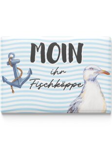 LANOLU Kühlschrankmagnete lustig- Moin Ihr Fischköppe -lustige Magnete mit Sprüchen und witzigen Motiven 8x5,5cm