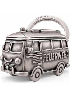 LANOLU Schlüsselanhänger Feuerwehrauto vintage silber