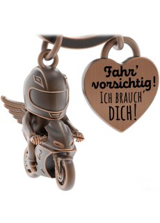LANOLU – Schlüsselanhänger – Motorradfahrer – Kupferfarben