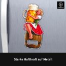 LANOLU – Flaschenöffner Magnet – Bierfrau auf Fass – Mehrfarbig