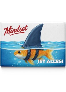LANOLU – Kühlschrankmagnet – Fisch Mindset ist alles – 8 x 5,5 cm