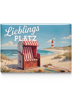 LANOLU – Kühlschrankmagnet – Strandkorb Lieblingsplatz – 8 x 5,5 cm