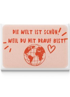 LANOLU – Kühlschrankmagnet – Die Welt ist schön mit dir – 8 x 5,5 cm