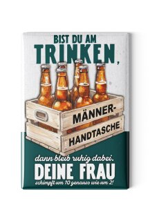 LANOLU – Kühlschrankmagnet – Bier Männerhandtasche – 8 x 5,5 cm