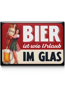 LANOLU – Kühlschrankmagnet – Bier Urlaub im Glas – 8 x 5,5 cm