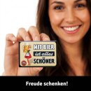 LANOLU – Kühlschrankmagnet – Mit Bier ist alles schöner – 8 x 5,5 cm