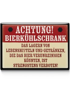 LANOLU – Kühlschrankmagnet – Achtung Bierkühlschrank – 8 x 5,5 cm