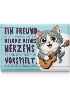 LANOLU – Kühlschrankmagnet – Katze Ein Freund – 8 x 5,5 cm