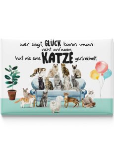 LANOLU – Kühlschrankmagnet – Katzen Glück anfassen – 8 x 5,5 cm