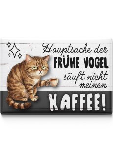 LANOLU – Kühlschrankmagnet – Katze Früher Vogel – 8 x 5,5 cm