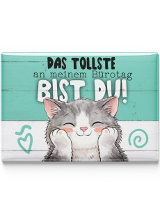 LANOLU – Kühlschrankmagnet – Katze Bürotag mit dir – 8 x 5,5 cm