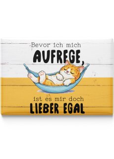 LANOLU – Kühlschrankmagnet – Katze Lieber egal – 8 x 5,5 cm