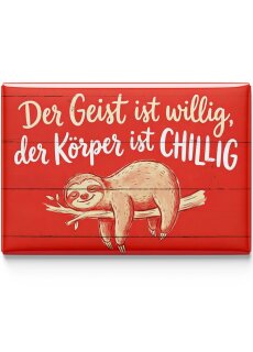 LANOLU – Kühlschrankmagnet – Faultier Körper chillig – 8 x 5,5 cm