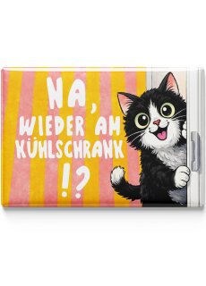 LANOLU – Kühlschrankmagnet – Katze Wieder am Kühlschrank – 8 x 5,5 cm