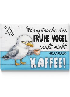 LANOLU – Kühlschrankmagnet – Möwe Früher Vogel – 8 x 5,5 cm