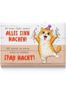 LANOLU – Kühlschrankmagnet – Katze Hauptsache Spaß – 8 x 5,5 cm