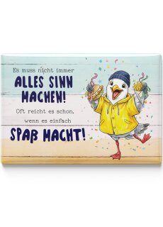 LANOLU – Kühlschrankmagnet – Möwe Hauptsache Spaß – 8 x 5,5 cm