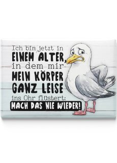 LANOLU – Kühlschrankmagnet – Möwe Mein Körper flüstert – 8 x 5,5 cm