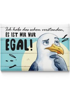 LANOLU – Kühlschrankmagnet – Möwe Ist mir nur egal – 8 x 5,5 cm