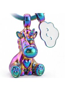 LANOLU – Schlüsselanhänger – Einhorn – Regenbogen-Metallic