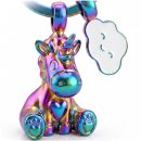LANOLU – Schlüsselanhänger – Einhorn – Regenbogen-Metallic