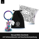LANOLU – Schlüsselanhänger – Einhorn – Regenbogen-Metallic